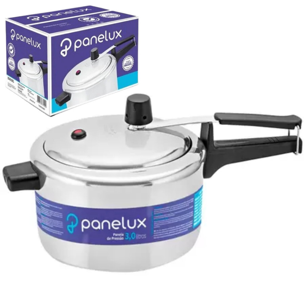 Panela de Pressão PANELUX Alumínio Polido Linha Classic 3, 4 ou 4.5 Litros - Fechamento Interno