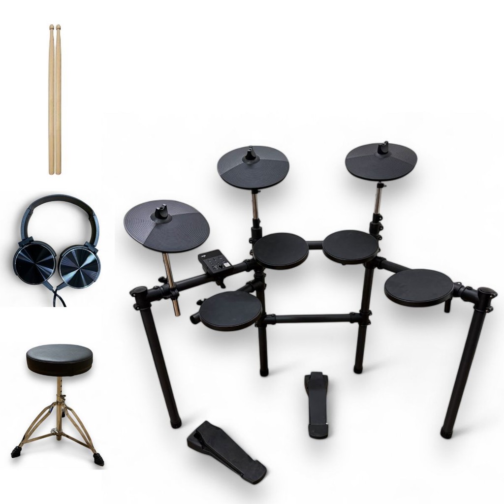 Bateria Eletrônica Seven SD-770 7pçs + Banco + Fone