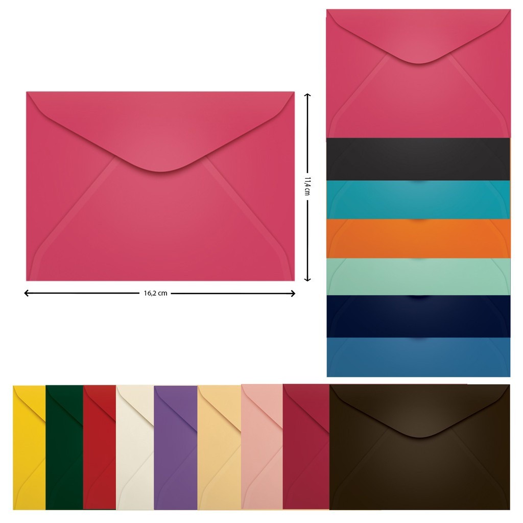 Envelope Carta Cores 12 cores  11,5 x 8,2 cm- Paixão por Envelopes