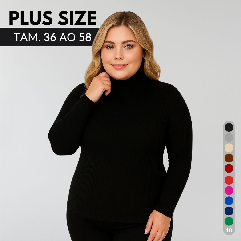 Blusa Plus Size Feminina Blusa Manga Longa Feminina Cacharrel Feminino Sueter Feminino Gola Alta Frio