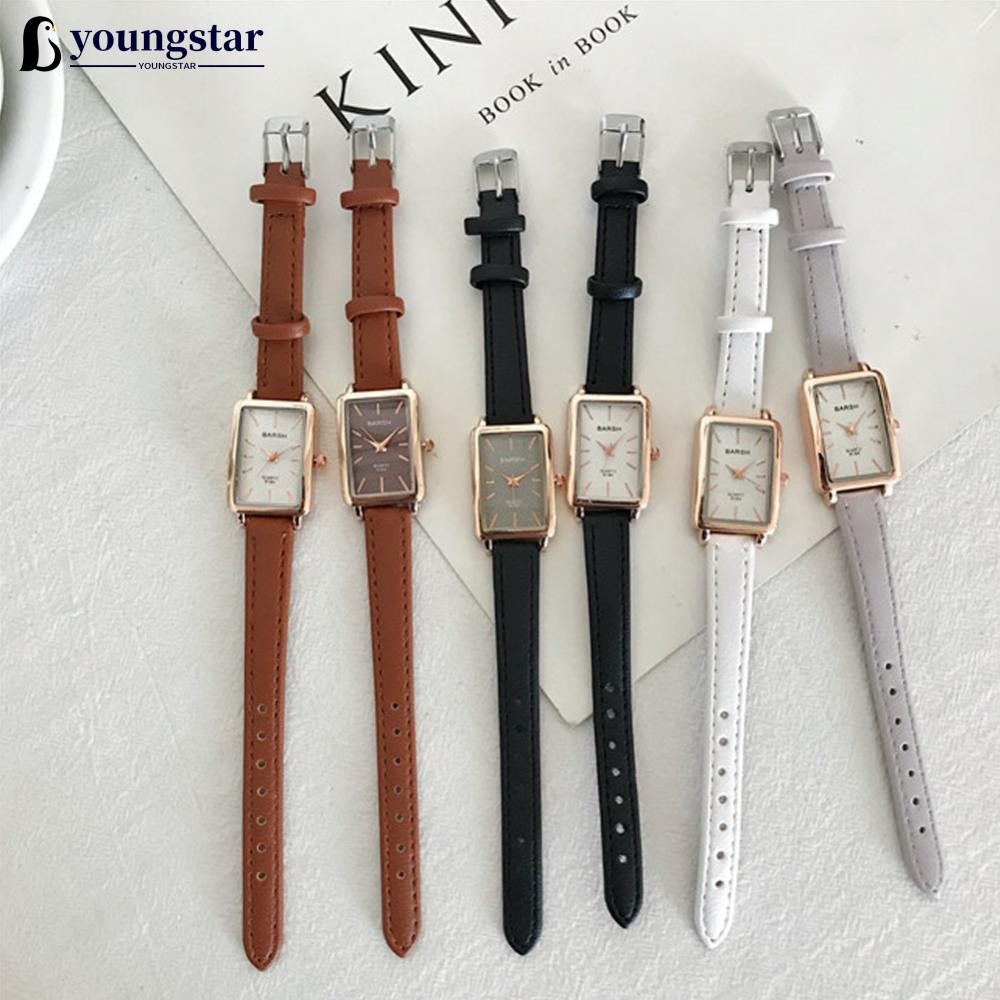 YOUNGSTAR Moda Feminina Retro Simples Chique Relógio De Quartzo Pulseira De Couro Retângulo Q2U3
