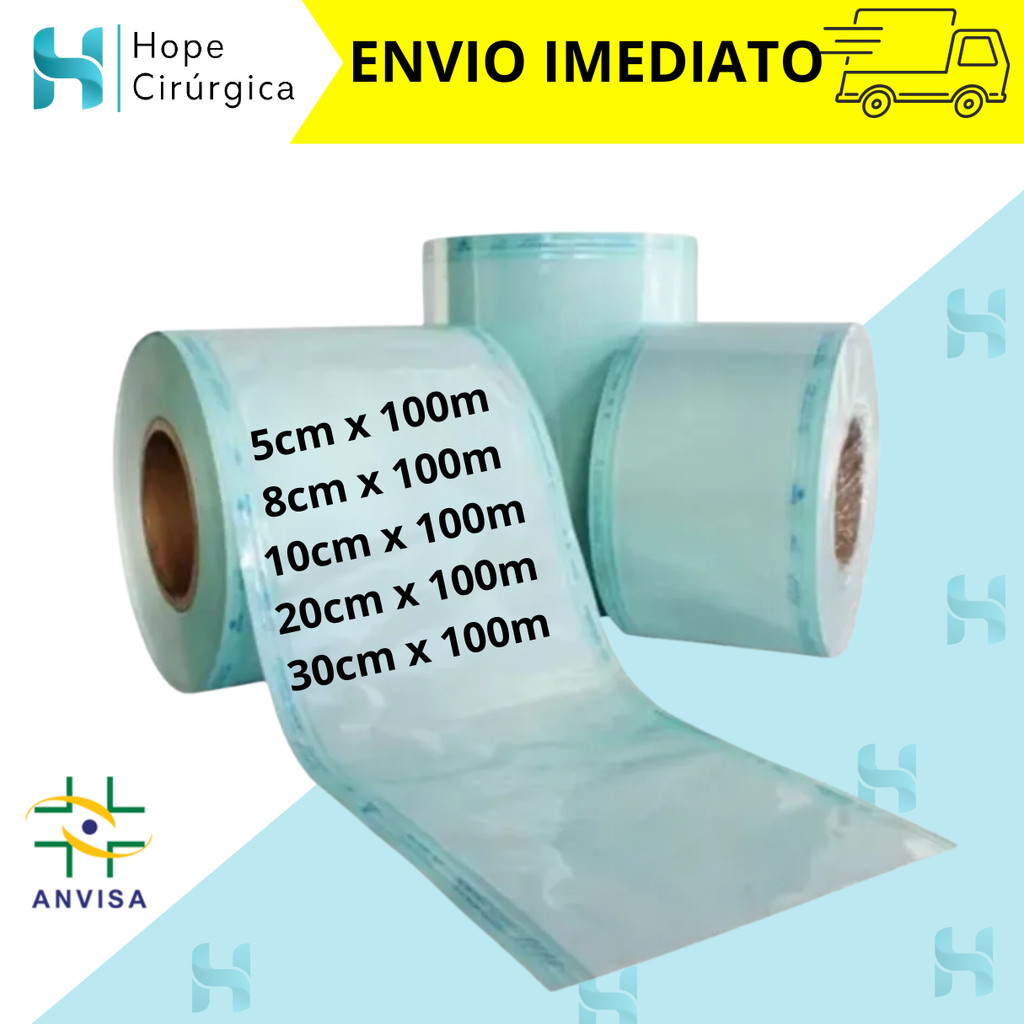 Bobina Papel Grau Cirúrgico para Esterilização Autoclave Flexpell - Vários Tamanhos