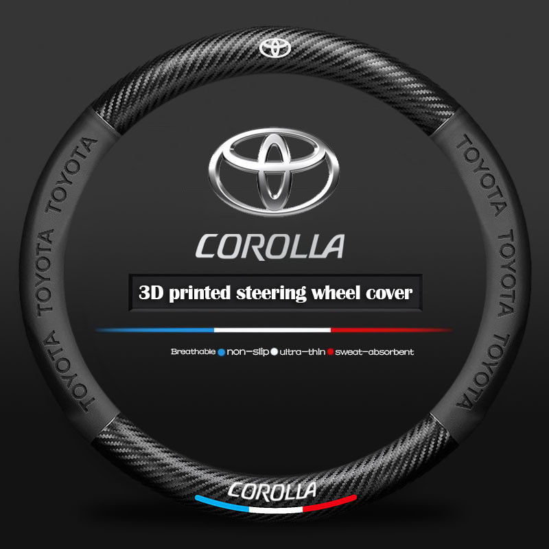 Toytoa Corolla Capa De Volante De Fibra De Carbono De Couro De Luxo Confortável E Antiderrapante Acessórios Interiores D