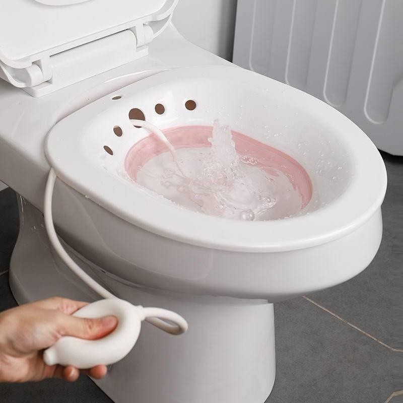 Portátil feminino perineal imersão toalete sitz homem hemorróidas cuidados banheira bacia com flusher