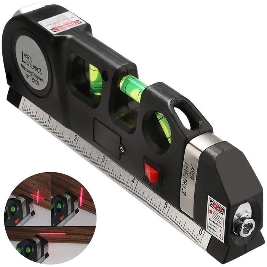 Nível a Laser Multifuncional Precisão Profissional Com 3 Linhas e Trena Integrada
