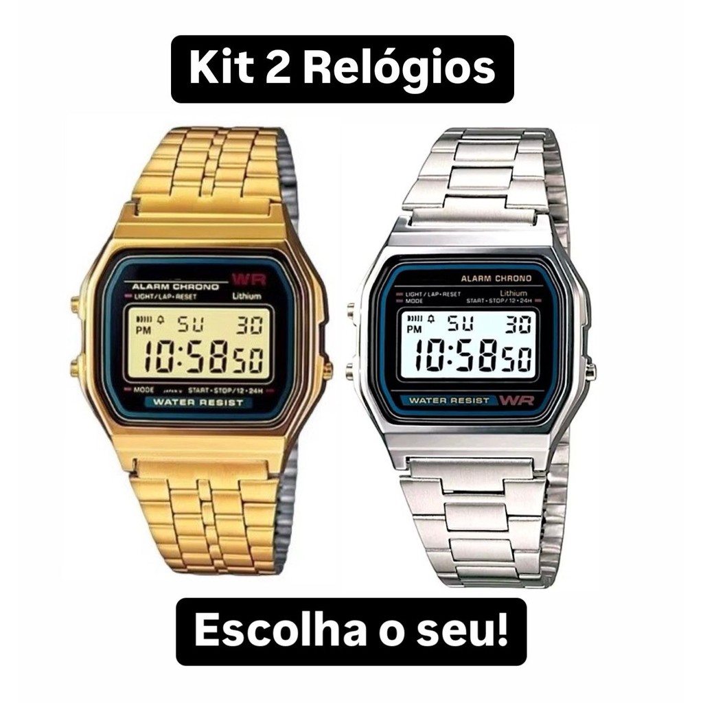 Kit 2 Unidades Relógios Digitais Aço inoxidável Entrega Rápida