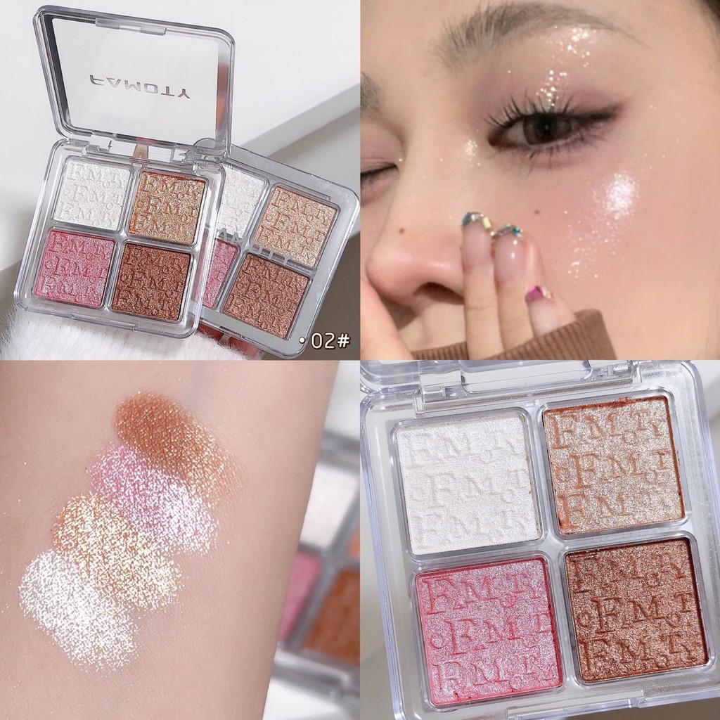 Paleta De Pó Iluminador FAMOTY-Marcador De Contorno De Cor Champanhe-À Prova D'água De Longa Duração-4 Cores Diamante Br