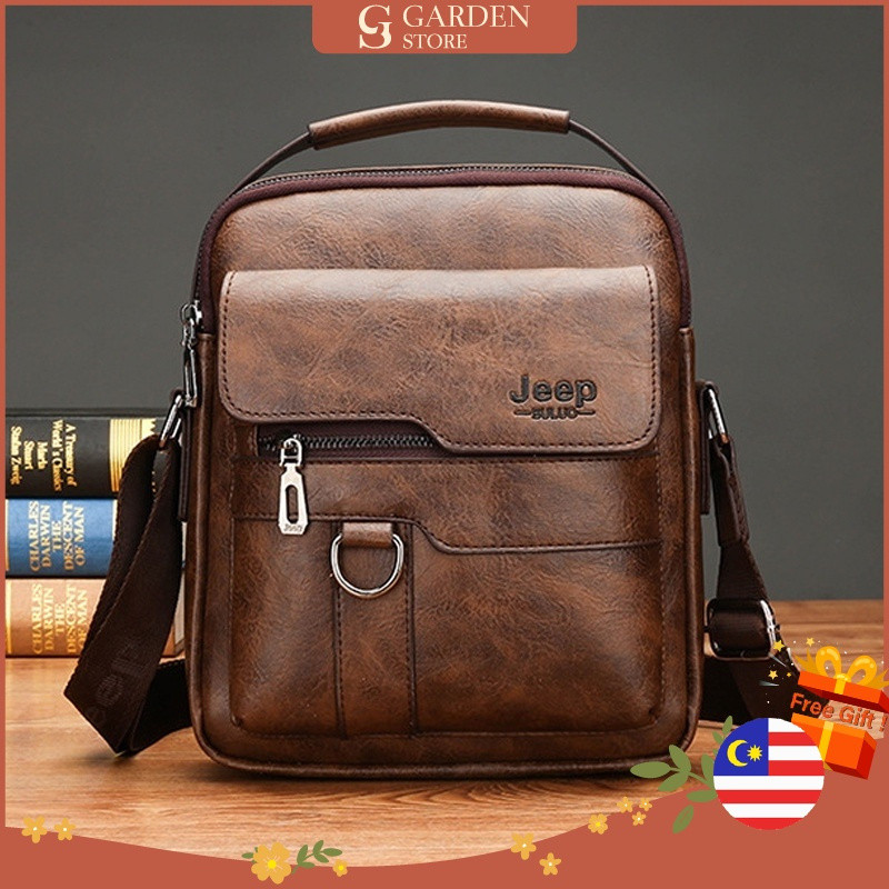 GS Homens Jeep Elegante Vintage Premium PU Couro Grande Capacidade Anti-Roubo Bolsa Sling De Ombro Crossbody-M129