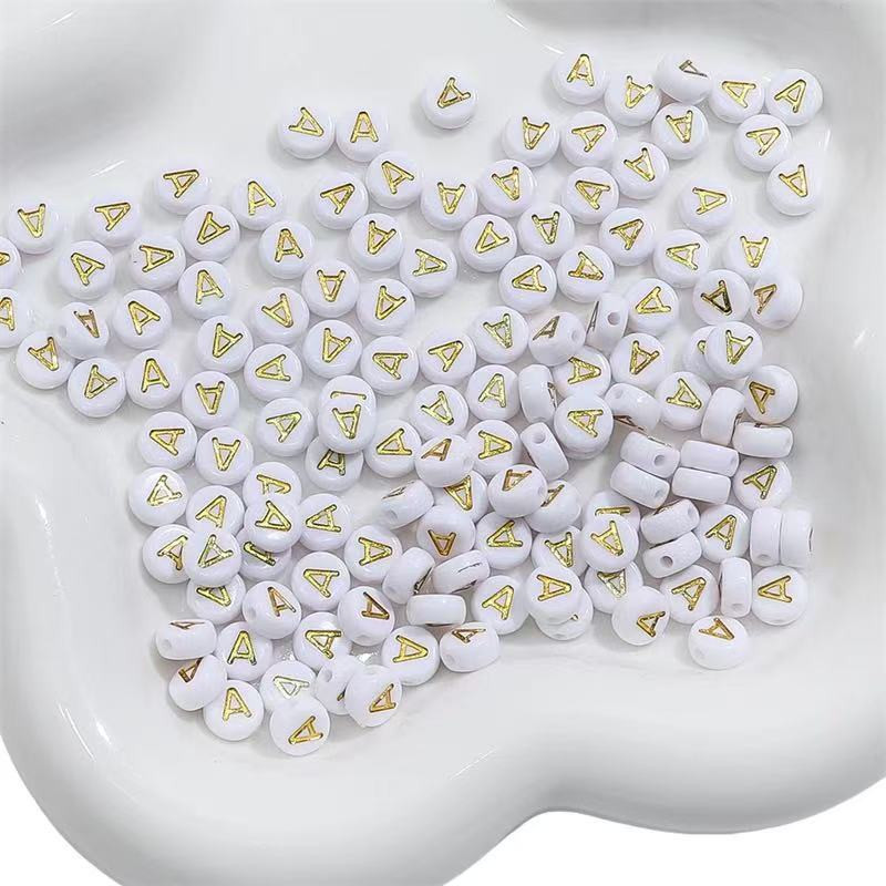 Miçangas Infantil Letras 50Pçs/100Pcs/200Pcs -dourado - Você pode escolher qualquer letra que quiser