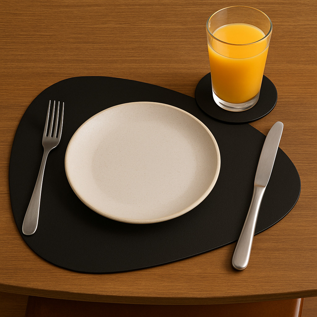 Kit Jogo americano para mesa couro + porta copos 2 , 4, 6 ou 8 kits