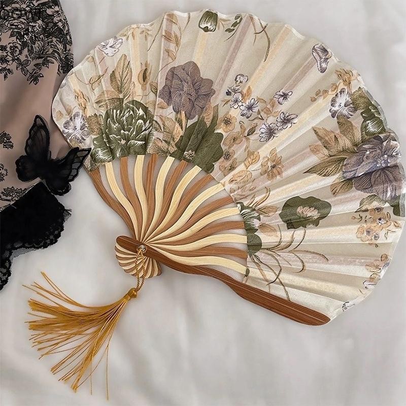 qo Leque De Seda Estilo Japonês Chinês , Dobrável Para Casamento , Arte , Presentes , Dança Mão , Vintage , Bambu , Port