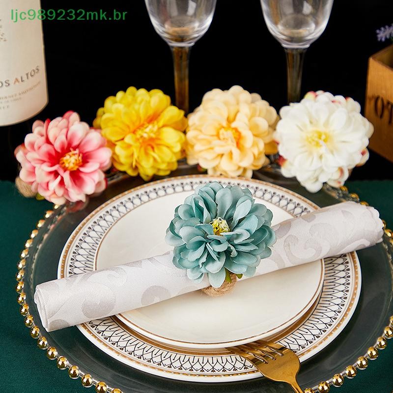 [MYBR] 6 Peças Porta-Guardanapos De Flores Anéis De Guardanapo Florais Artificiais Artesanato Decoração De Mesa Para Cas