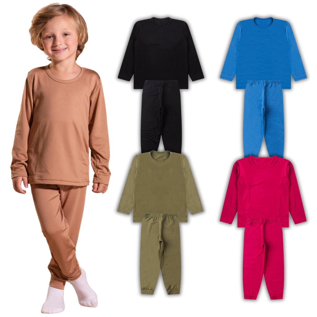 Kit 2 Conjunto Termico Menino Camisa e Calca Segunda Pele Infantil Peluciado Quentinho Camiseta Frio