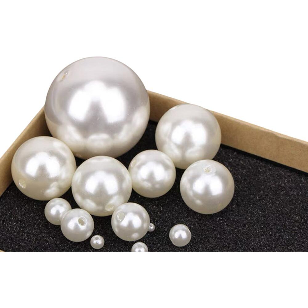 Pérola inteira ABS Creme com furo Pedra para artesanato perolada colar pulseira brinco 3mm-30mm