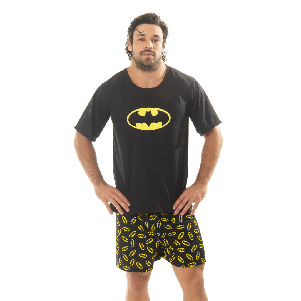 Pijama Adulto Masculino Meia Manga / Super Heróis / Roupa de Dormir / Pijama Masculino