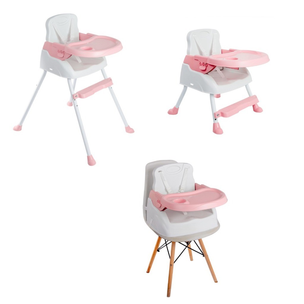Cadeira Cadeirão de alimentação bebe portatil 3 em 1 Styll Baby - Rosa