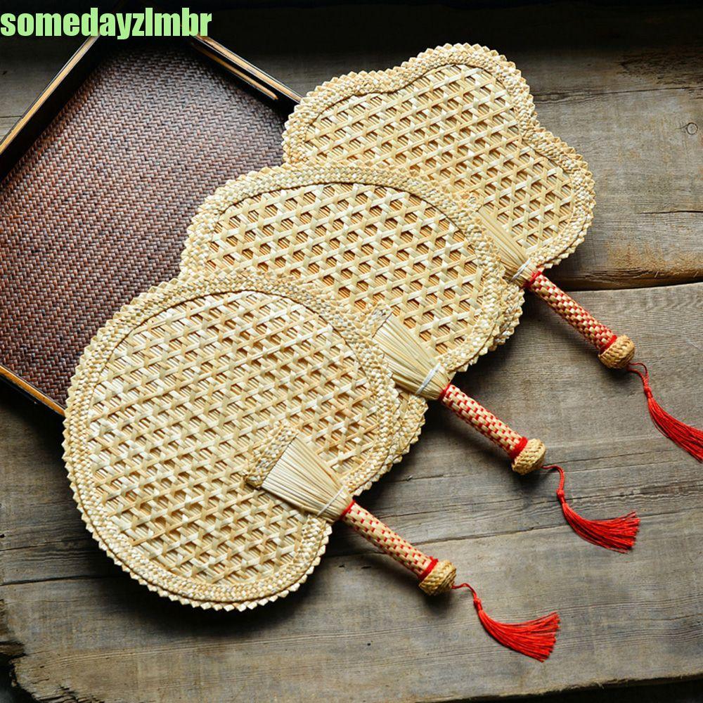 SOMEDAYZL0M Leques De Mão Palha De Trigo Coração Pushan DIY Ecologicamente Correto Velho Tecido À Decoração De Casa