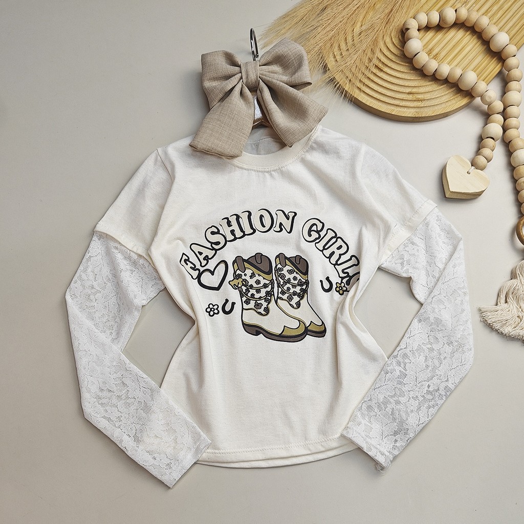 Blusa Infantil Bota Ana Castela Branca Menina 04 ao 12