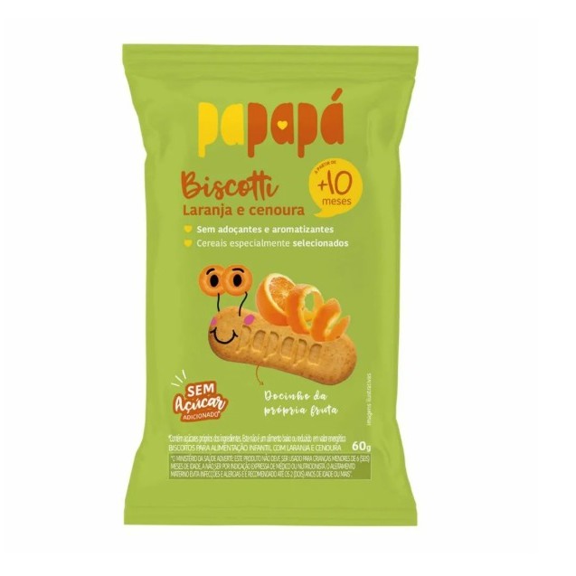Biscoito Infantil Papapá Biscotti Laranja e Cenoura 60g
