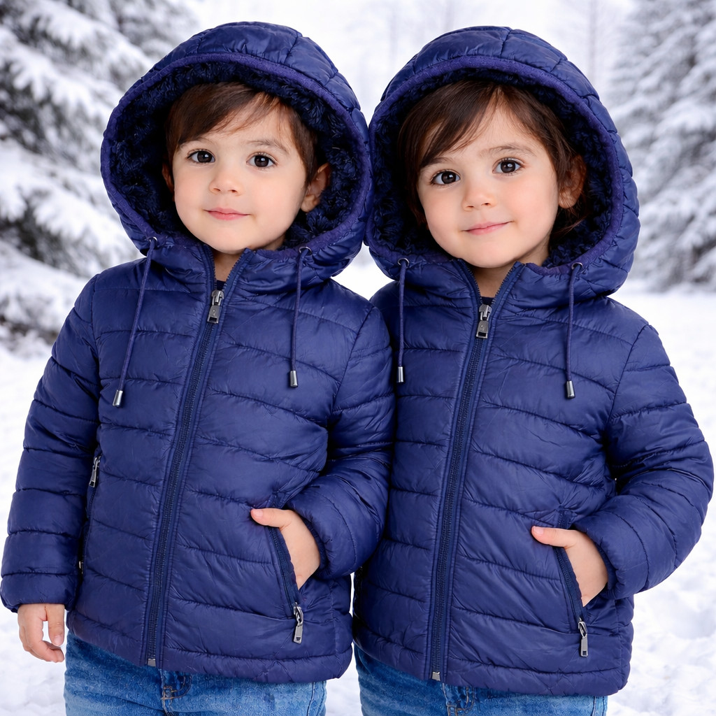 Jaqueta Infantil Unissex Bobojaco Puffer Peluciada Com Capuz Removível Inverno Frio Intenso Juvenil Quente E Confortável