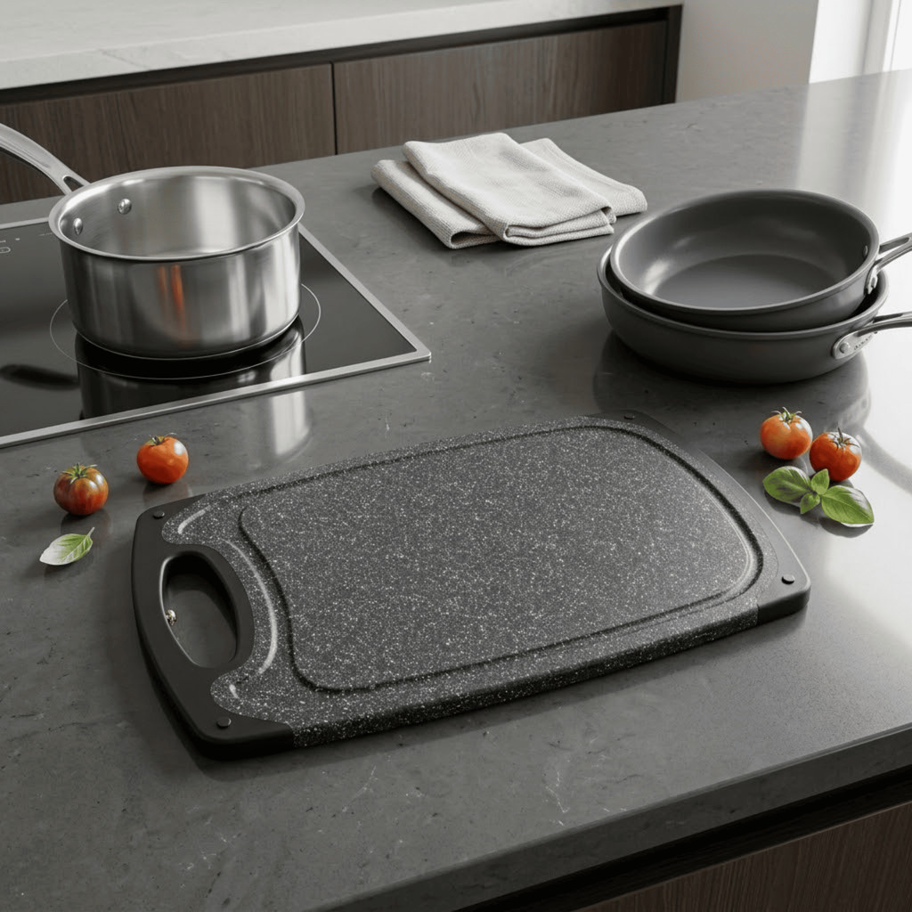 Tabua Multiuso Polipropileno Para Corte De Carnes Cor Preto 30x20cm Antiderrapante