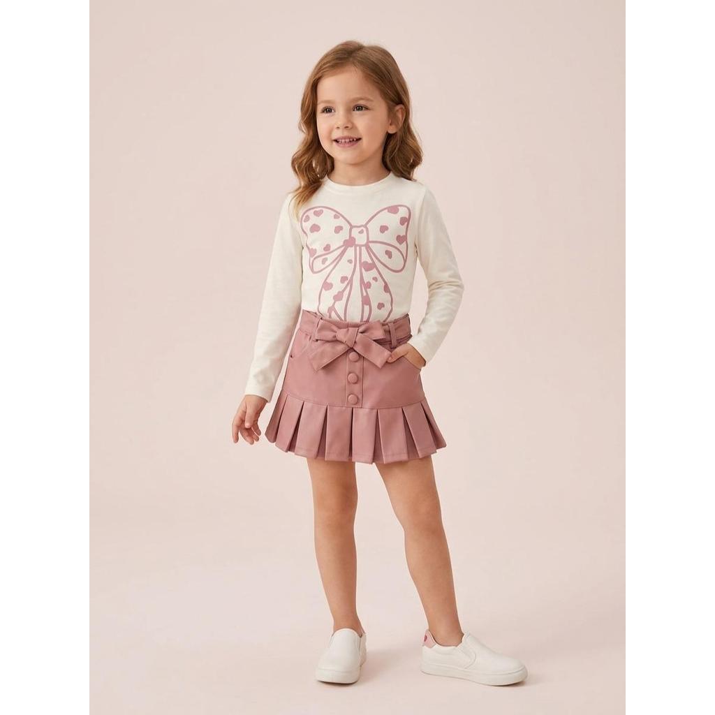 Blusa de manga longa laço Moda feminina estilosa Roupa de Menina inverno frio
