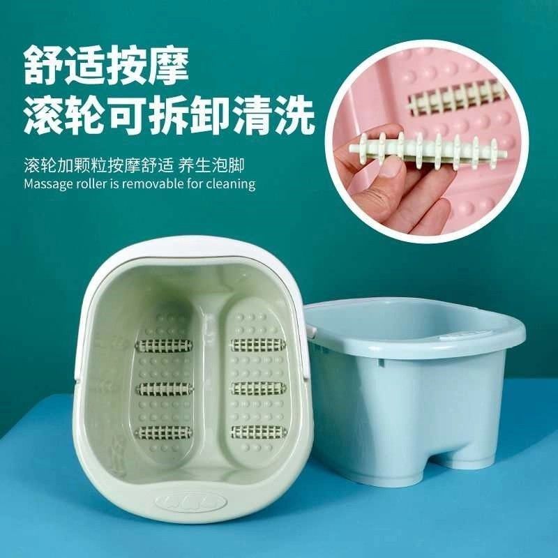 Rolo de massagem doméstica de seis rodas, massagem nos pés, bacia espessada, portátil, balde de banho para pés, novo est