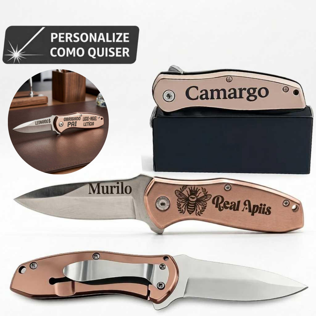 Canivete Personalizado com Nome ou Logo de Empresa Aço Inox para Brindes e presentes