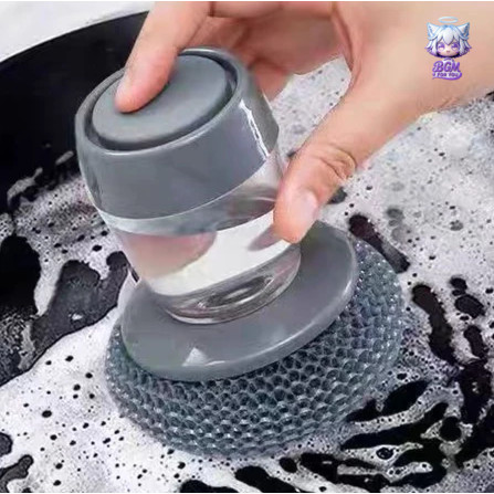 Escova de limpeza com recipiente para detergente, ideal para panela de aço e cozinha