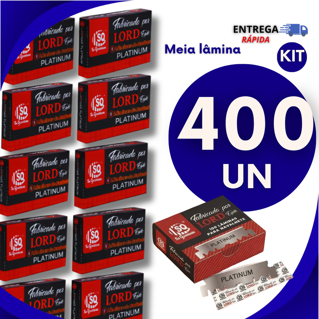 Kit 400 Lâmina De Barbear Profissional Meia Lâmina Aço Inox Corte Preciso Para Salão Barbearias Barbeiro
