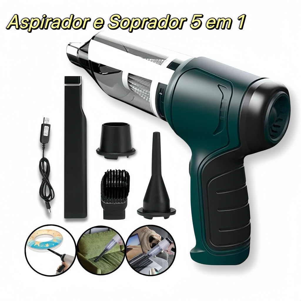 Nova Atualização！Aspirador Portátil 5 em 1 - Alta Potência e Multifuncional para Limpeza Completa