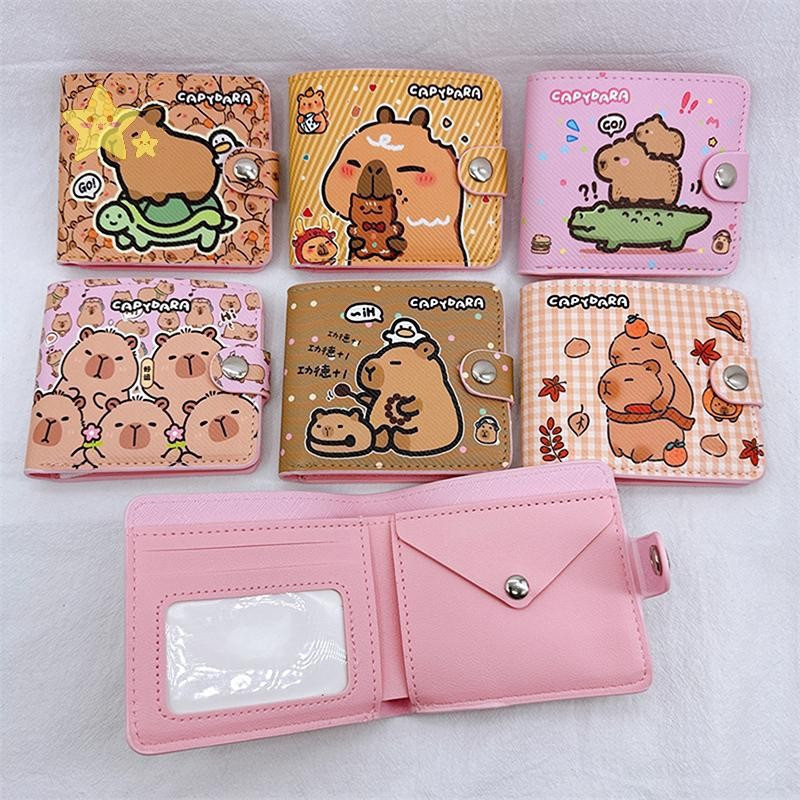 [JBTH] Carteira Fofa De Desenho Animado Capivara Dobrável Curta Bolsa Para Troca De Dinheiro Pequena De Moedas Porta Car