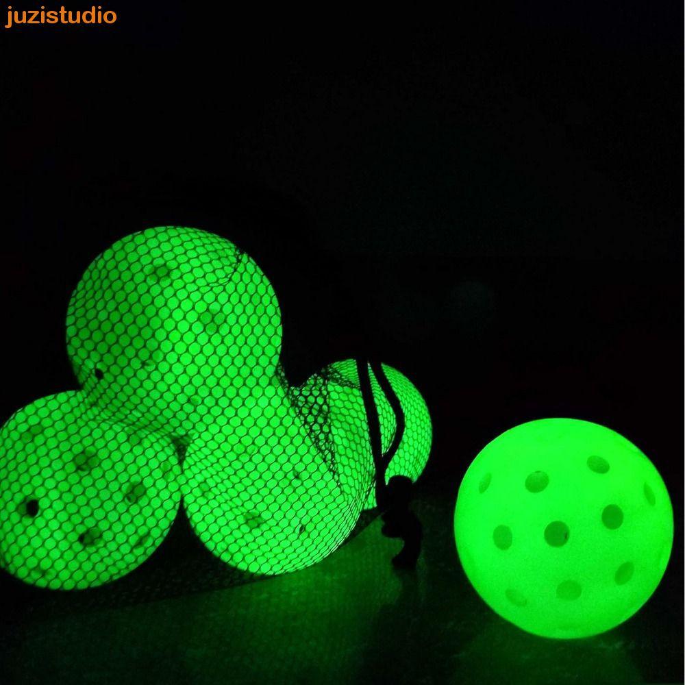 Bola De Pickleball Luminosa JUZISTUDIO , Luz Verde Durável LED Iluminada , 40 Furos