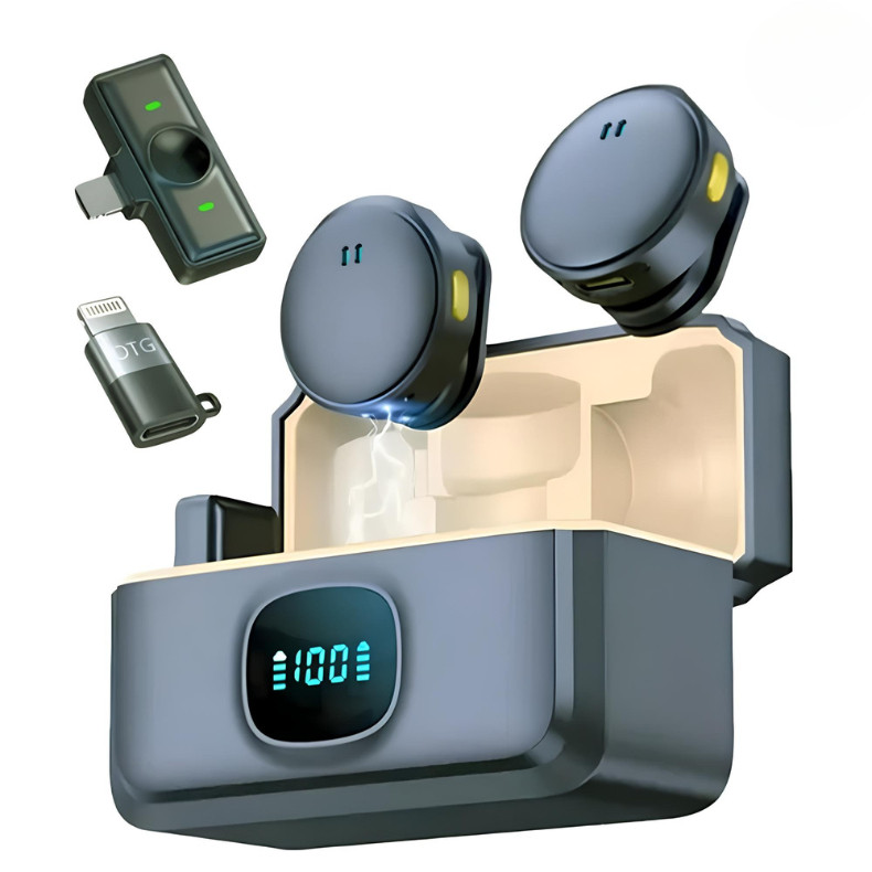 Mini Microfone Lapela Sem Fio Com Cancelamento De Ruído Magnético Profissional Para IPhone Android Type C