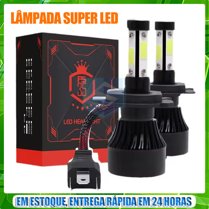 Kit de Lâmpadas Super Led X7 20000 Lúmens 6000K H4