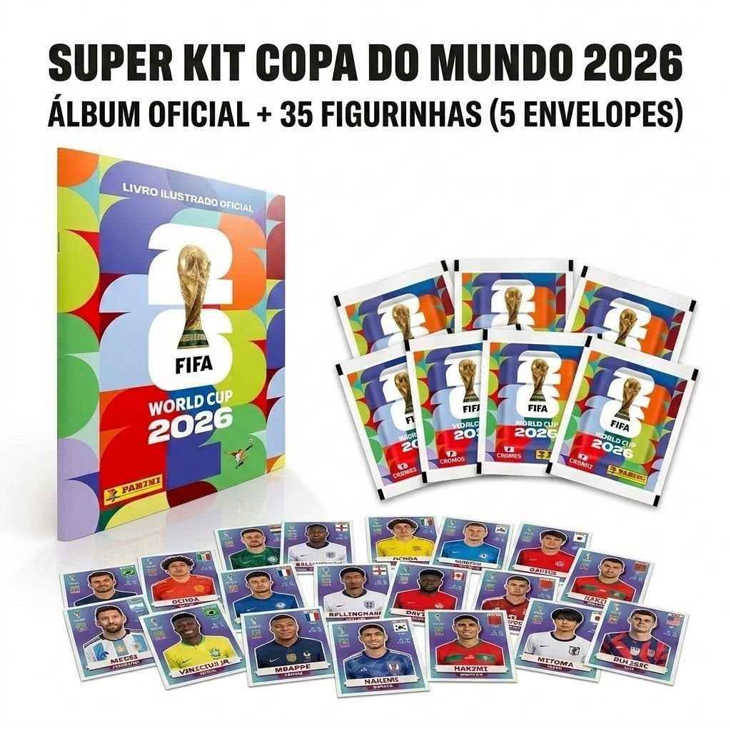 Album Oficial Capa Mole  + 35 Figurinhas (5 envelopes) - Copa Do Mundo Fifa 2026