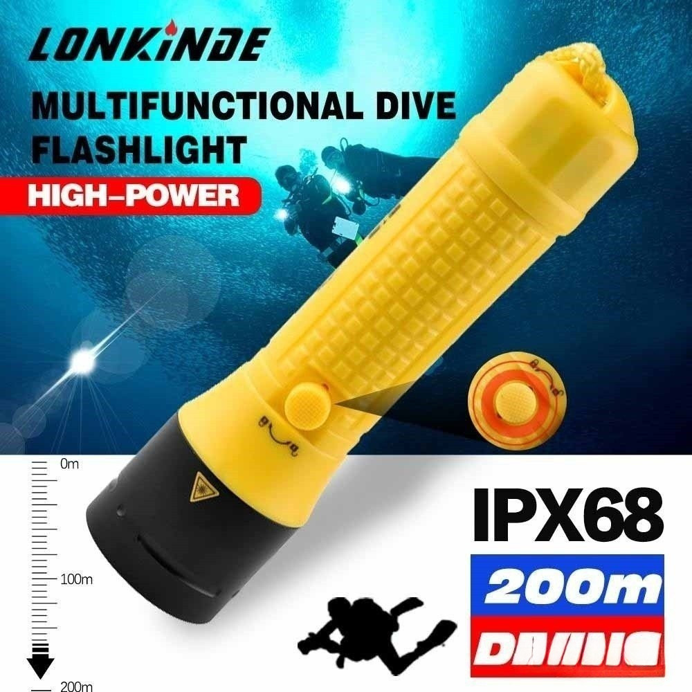 Lanterna LED De Mergulho À Prova D'água XM L2 100m Com 3 * 18650 Bateria Lâmpada Recarregável DC TSUB