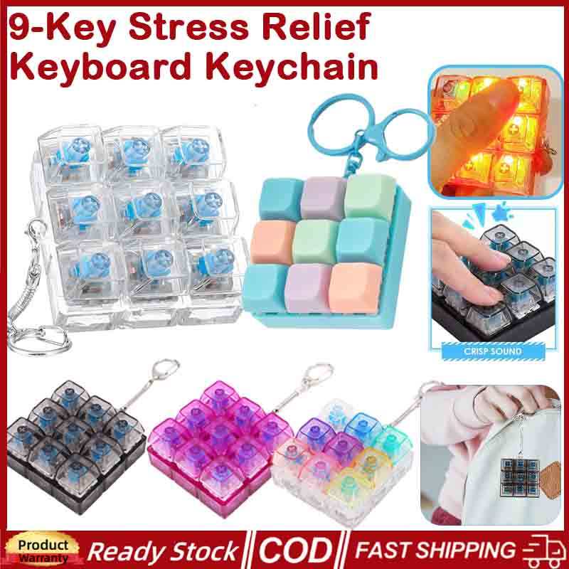 5 Pçs 9 Teclas Teclado Keycaps Chaveiro Brinquedo Fidget Anti-Ansiedade Ponto Festa Alívio Do Estresse DIY Bonés