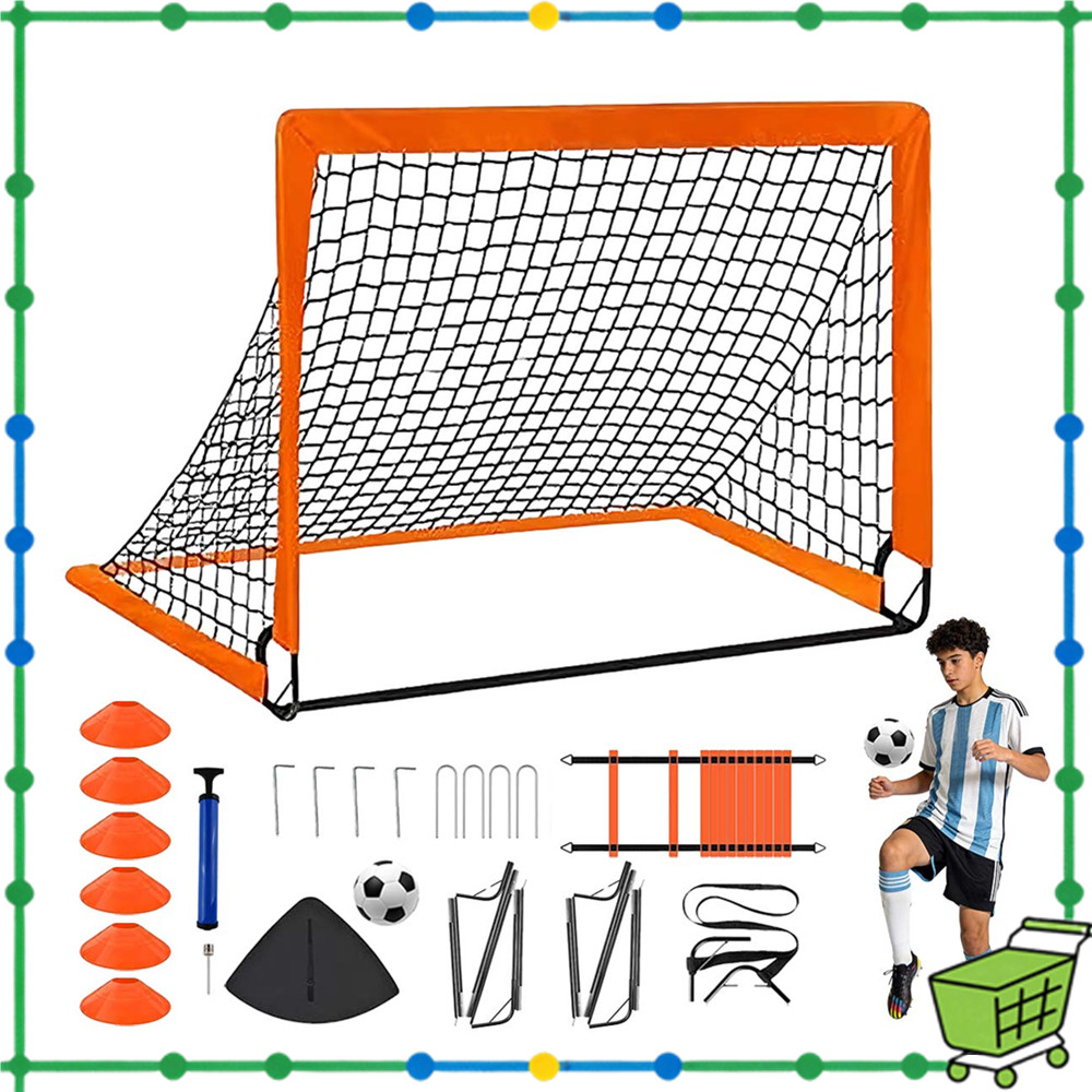 Portão de futebol infantil portátil ao ar livre + Kit de equipamento de treinamento escada de agilidade + disco de logot