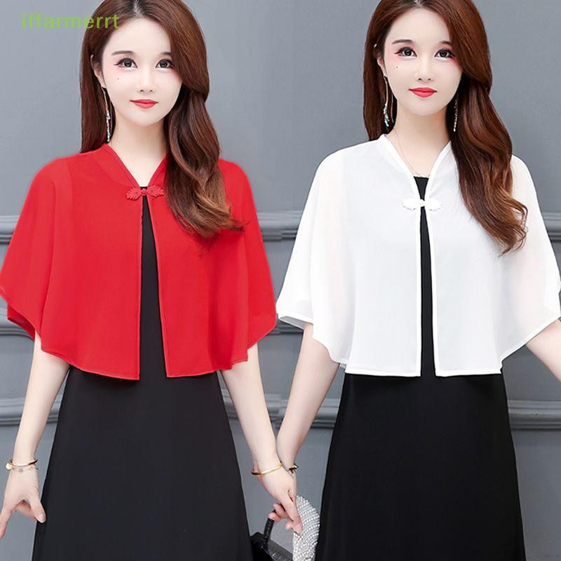 iffarmerrt Chiffon Curto Exterior Usar Xale Feminino Roupas De Sol Verão Primavera Proteção Solar Capa Renda Fina Jaquet