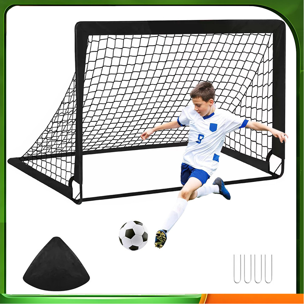 Conjunto de moldura de porta de futebol dobrável ao ar livre 120 x 90 estilo preto com bolsa de armazenamento de unhas à