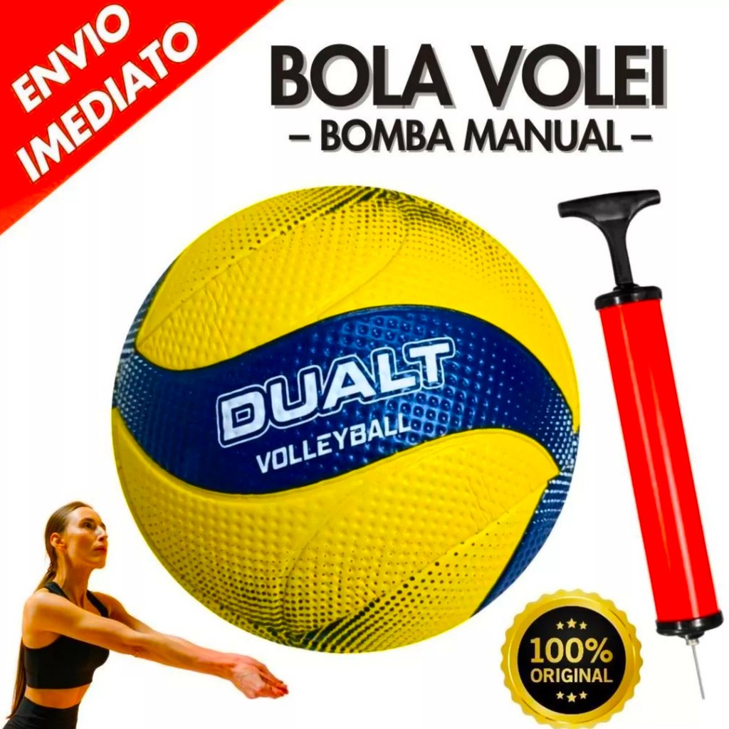 Bola Dualt VP200 SoftMax de Volei + Bomba Para Encher Microfibra Profissional Quadra Areia  Bolas