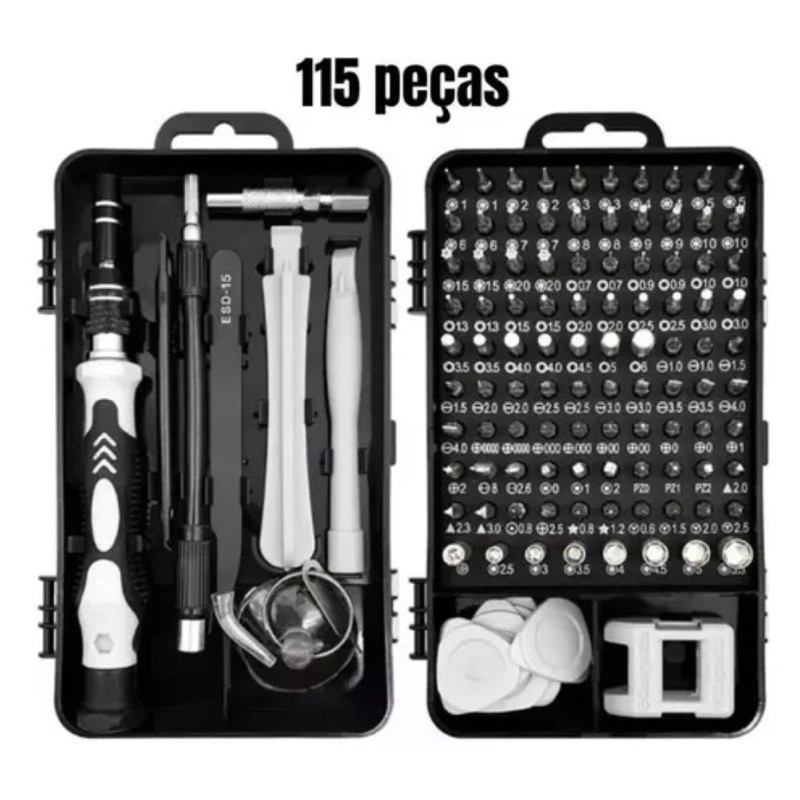 Kit Chaves Precisão Manutenção Profissional 115 pç Magnetico Com Estojo