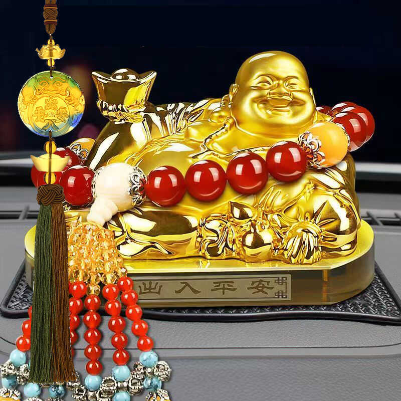 Enfeites de carro Maitreya buda estátua carro Perfume assento estilo decorações interiores do carro atmosfera High-End s