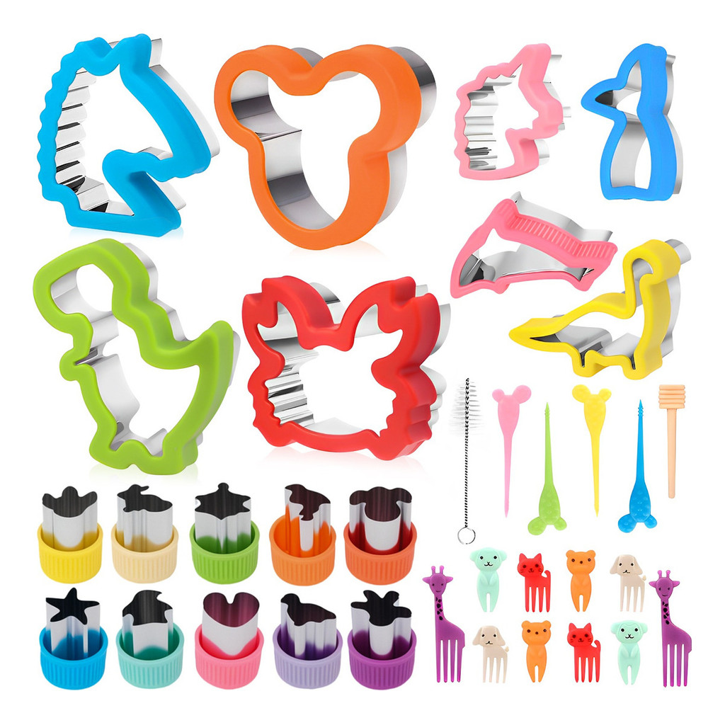 Kit 34 Moldes Para Cortar Sanduíche Infantil Pão Frutas