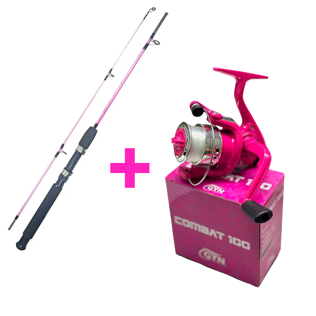 Kit Pesca Rosa Mulheres Vara + Molinete Rosa