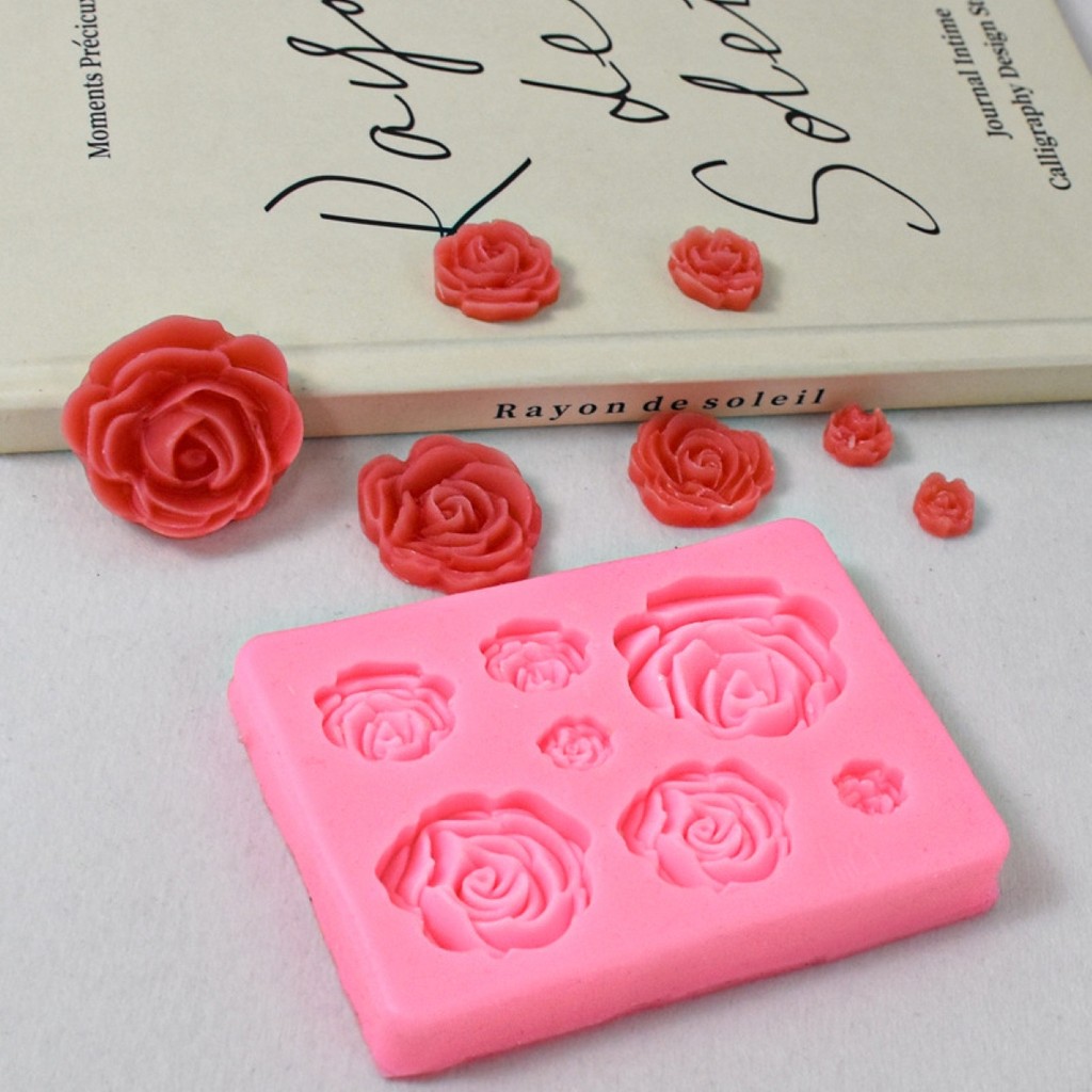 Molde De Silicone Flores Rosas Resina Epóxi Confeitaria Bolo Biscuit Pasta Americana Chocolate Doces