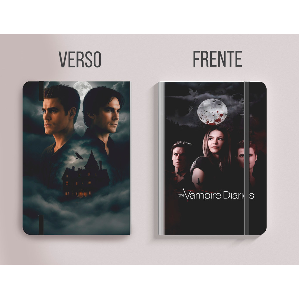 Caderno Sketchbook para desenho Capa dura inspirada em The Vampire Diaries capa temática - série vampiresca