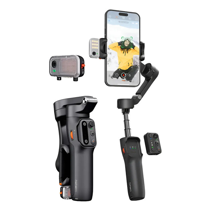 Hohem V3 Estabilizador Gimbal Celular Com Rastreamento Facial 3 Eixos Profissional Portátil com Controle Remoto -Preto