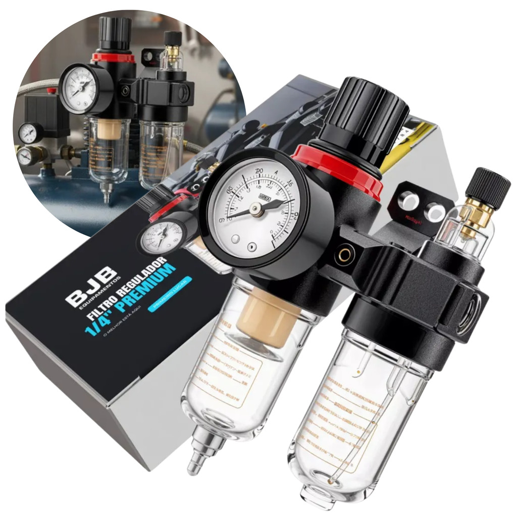 Regulador Lubrifil Regula e Lubrifica e retira Agua - Compressor e Sistema Pneumáticos
